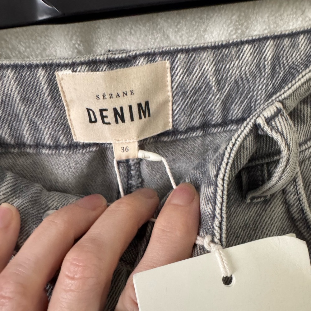 Sezane Wide Leg Trousers Jeans Womens 36, US 4, Light Grey Wash NWT - Picture 7 of 7